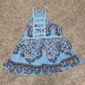 Intimately Free People Blue Floral Tank Top